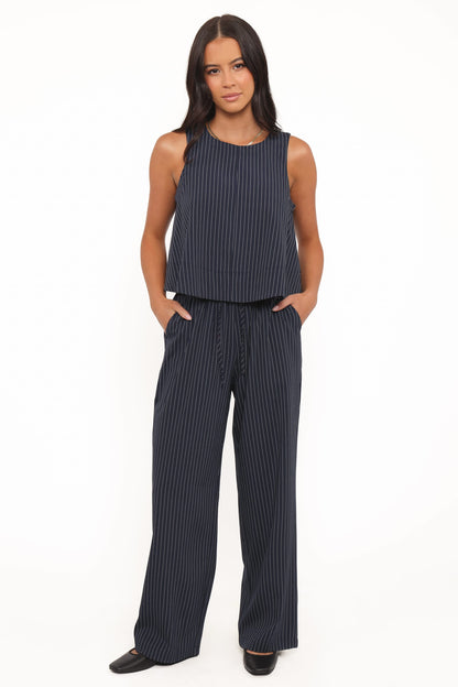 Elijah Pants - Navy White Stripe