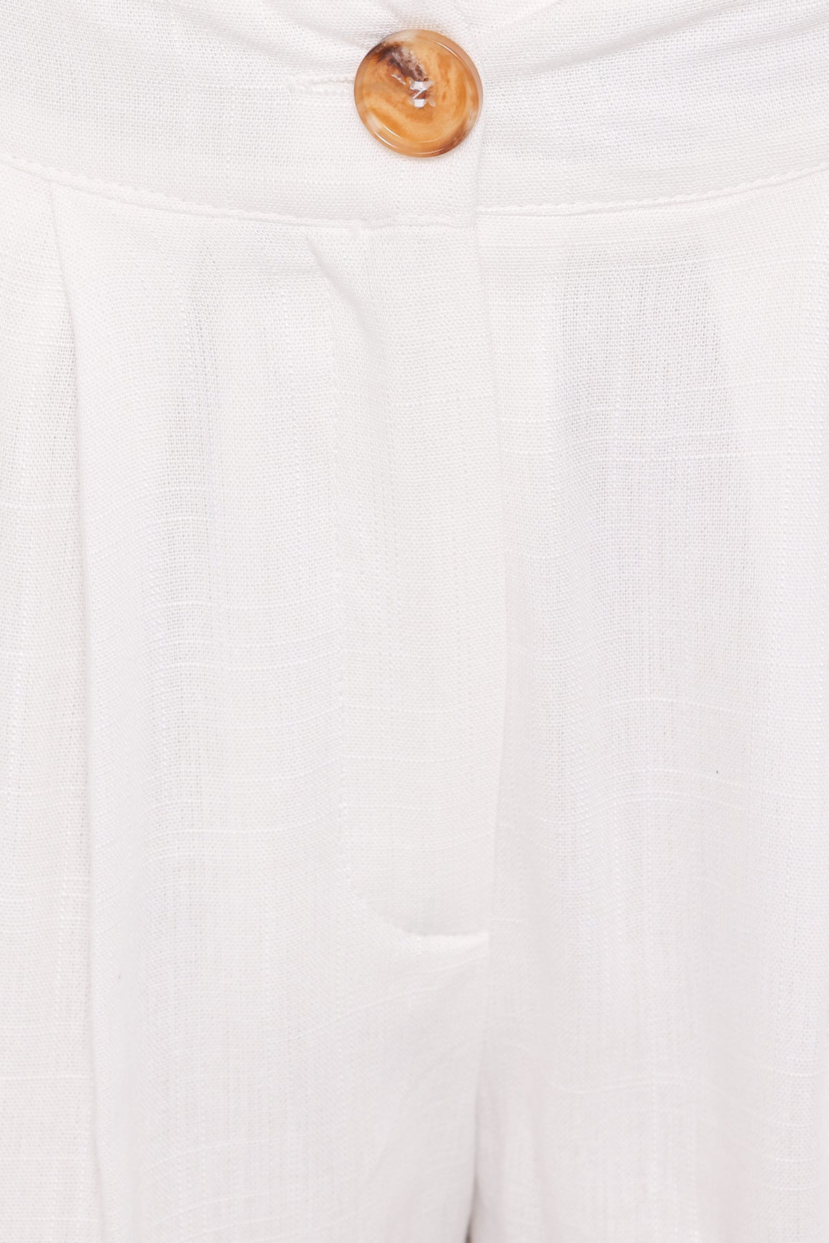Elinor Cuffed Linen Short - Cream