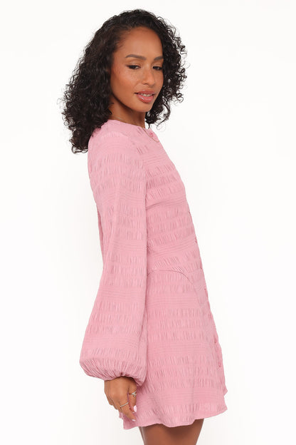 Amaya Long Sleeve Mini Dress - Pink