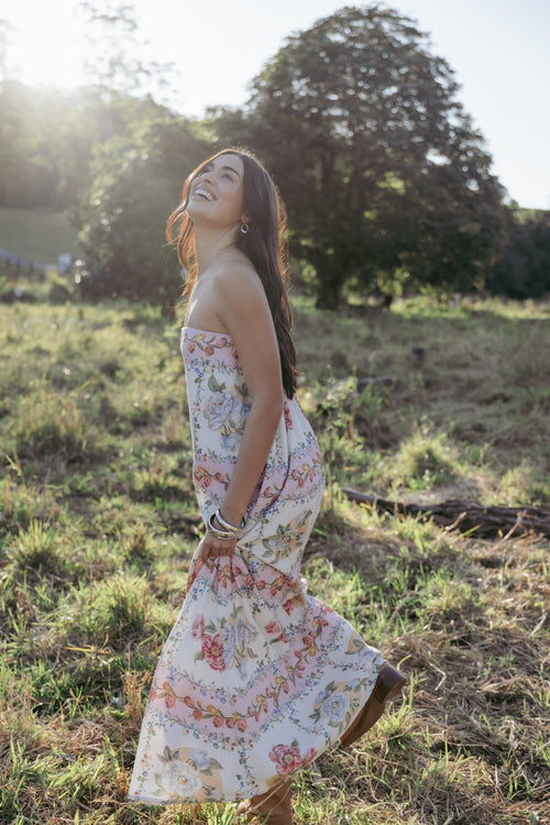 Amora Strapless Maxi Dress - Rose Tile