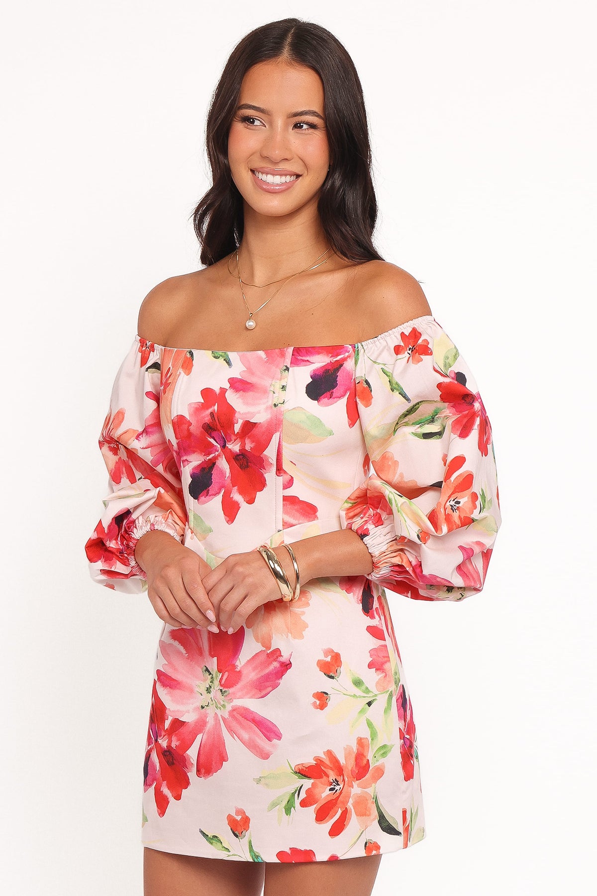 Annette Mini Dress - Orange Floral