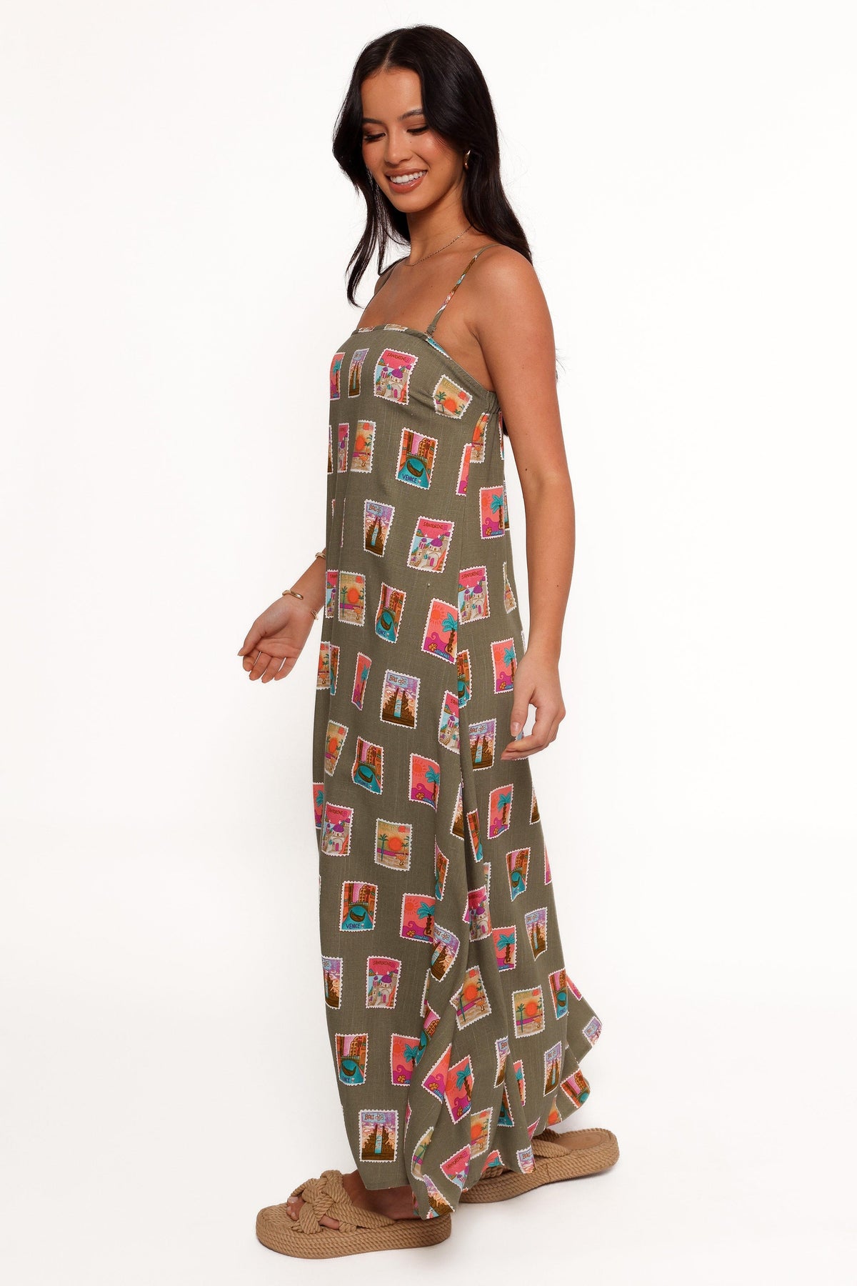 Aoife Maxi Dress - Olive Print