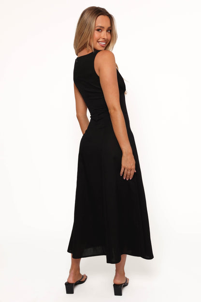 Barbara Midi Button Down Dress - Black