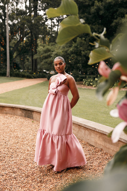 Betina Bow Front Maxi Dress - Dusty Rose