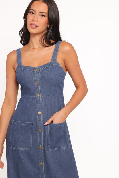 Bettie Midi Dress - Mid Blue Denim