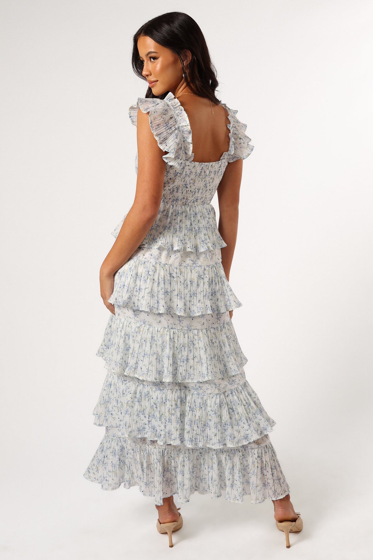 Cayson Midi Ruffle Dress - Cream Lavender