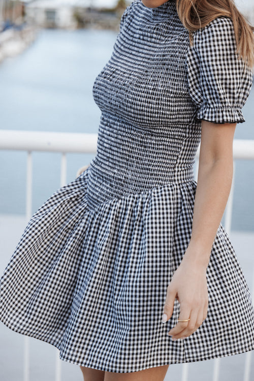 Celine Mini Dress - Black Gingham