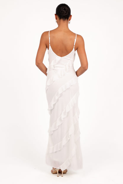 Ciao Ruffles Maxi Dress - Cloud White
