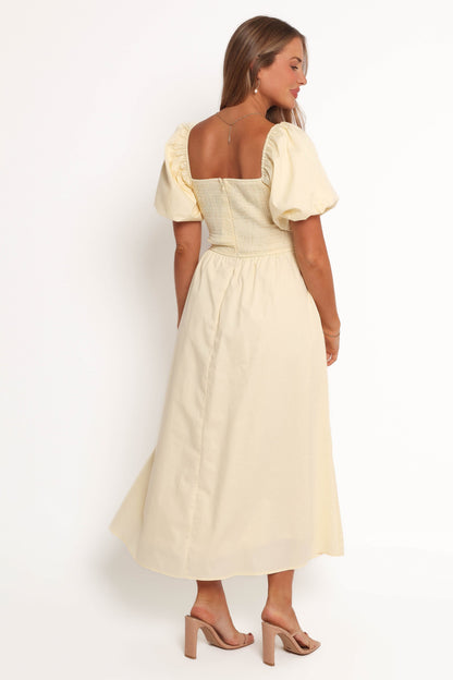 Clo Puff Sleeve Midi Dress - Yellow