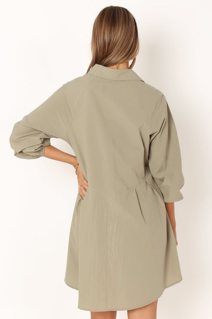 Criselle Long Sleeve Mini Dress - Khaki