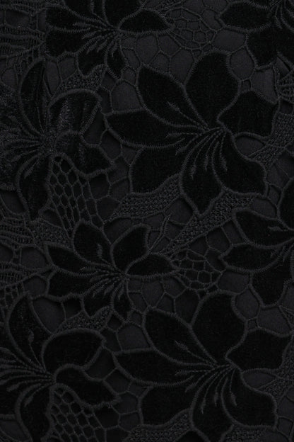 Cynthia Velvet Lace Mini Dress - Black