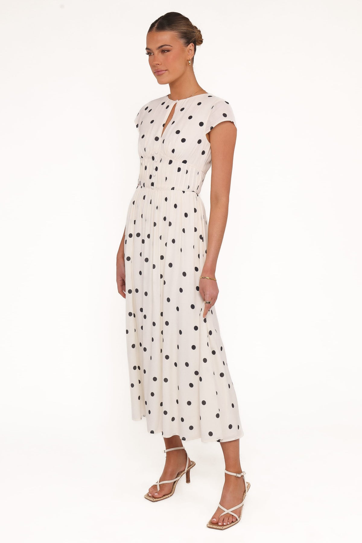 Darline Midi Dress - White Polka Dot