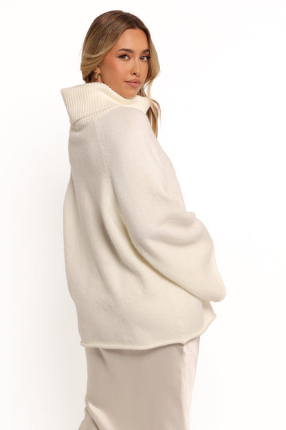 Bindy Cowlneck Knit Sweater - White