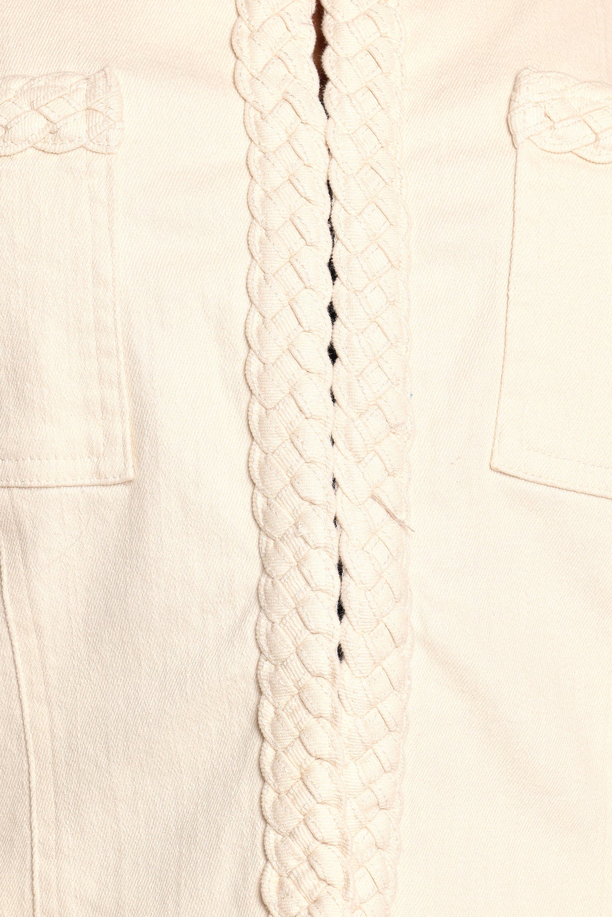 Braided Trim Crop Jacket - Ecru