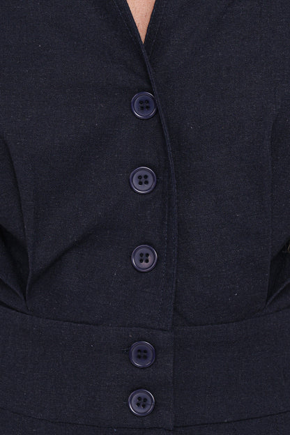 Claudia Collared Romper - Navy