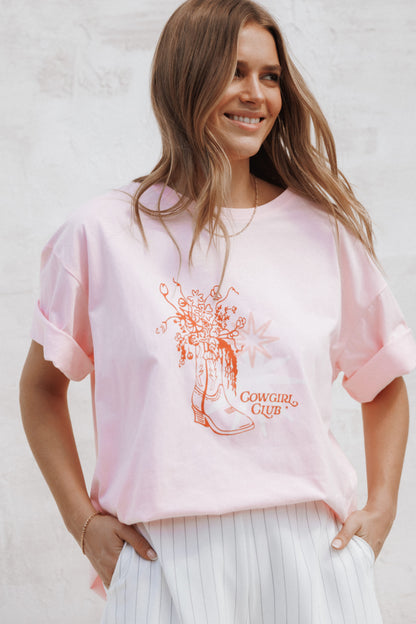 Alanna Cowgirl Club Graphic Tee - Pink