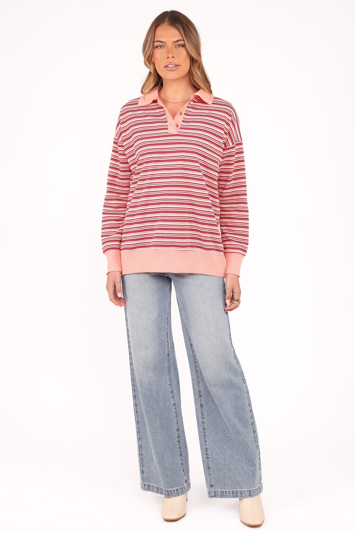 Beau Long Sleeve Jersey Top - Pink Stripe