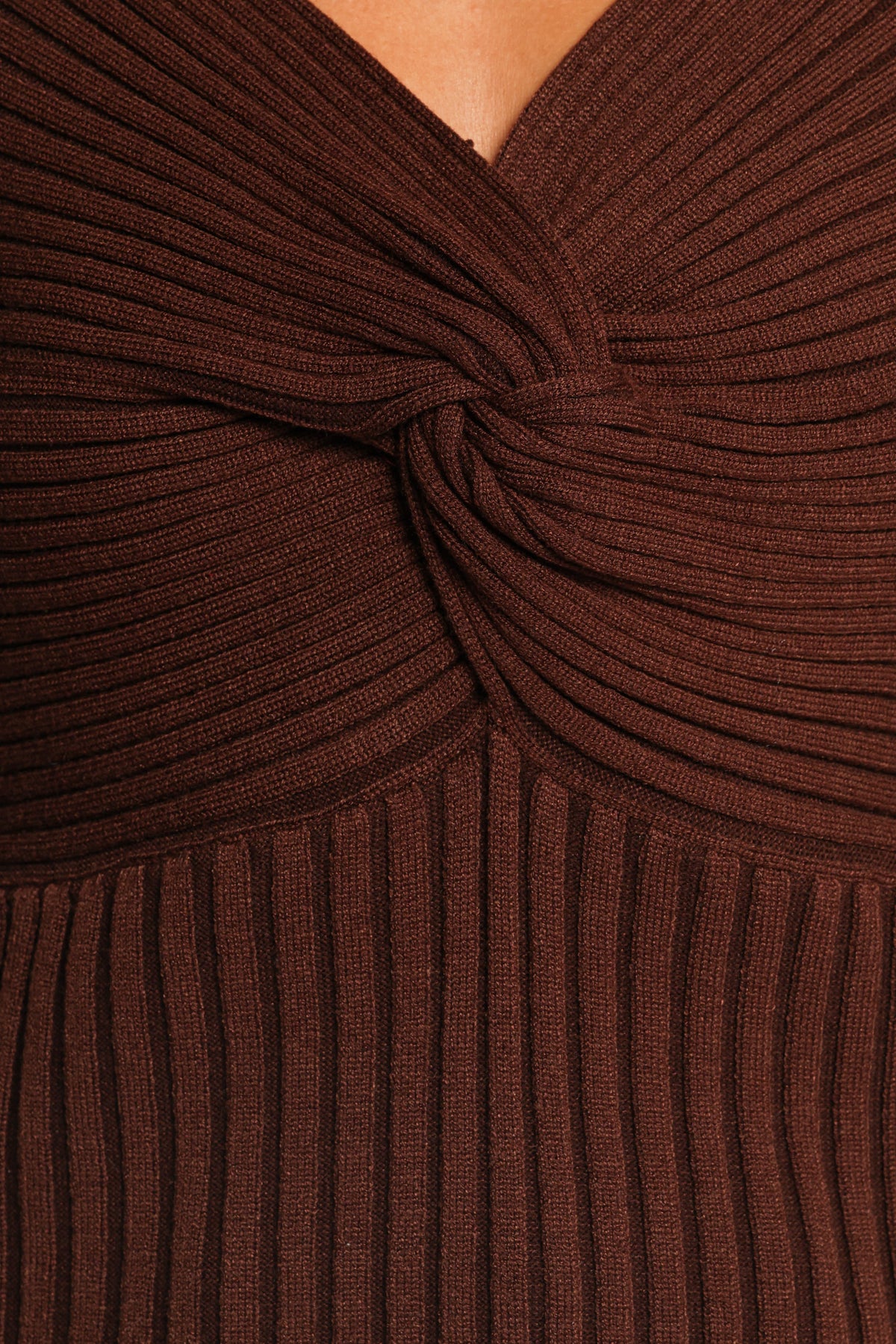 Demi Twist Detail Knit Top - Brown