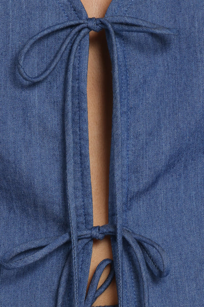 Dominic Tie Front Top - Denim