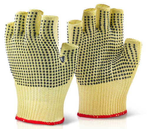 Reinforced Fingerless Dotted Gloves Yellow
