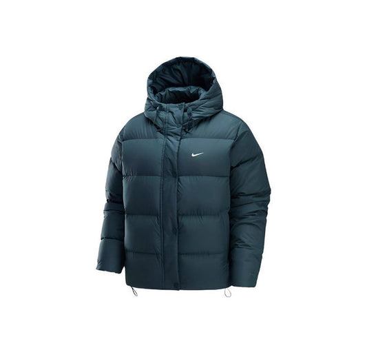 Nike Therma-FIT puffer jacket with hood, dark green, full-zip