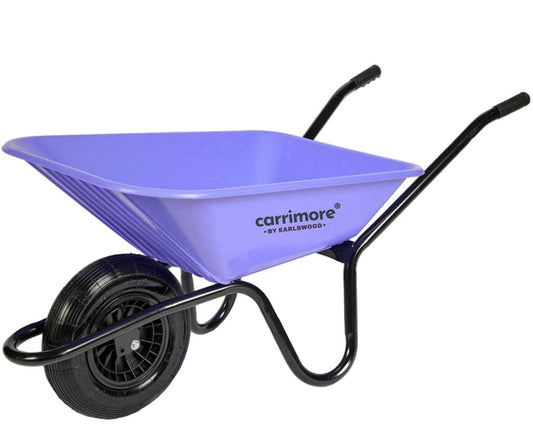 Wheelbarrow: Carrimore Super Purple Assembled With Puncture Proof Yellow Wheel 90ltr