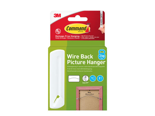 Wire Back Picture Hanger (1 Hook + 2 Strips)
